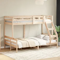 Online vidaXL Våningssäng 80x200/120x200 cm massiv furu Naturfärg