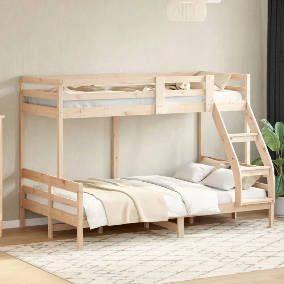 Online vidaXL Våningssäng 80x200/120x200 cm massiv furu Naturfärg