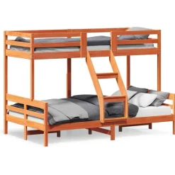 vidaXL Våningssäng 80x200/120x200 cm massiv furu Vaxbrun