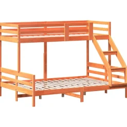 Discount vidaXL Våningssäng 90x200/140x200 cm massiv furu Vaxbrun