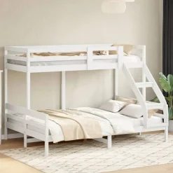 vidaXL Våningssäng 90x200/140x200 cm vit massiv furu