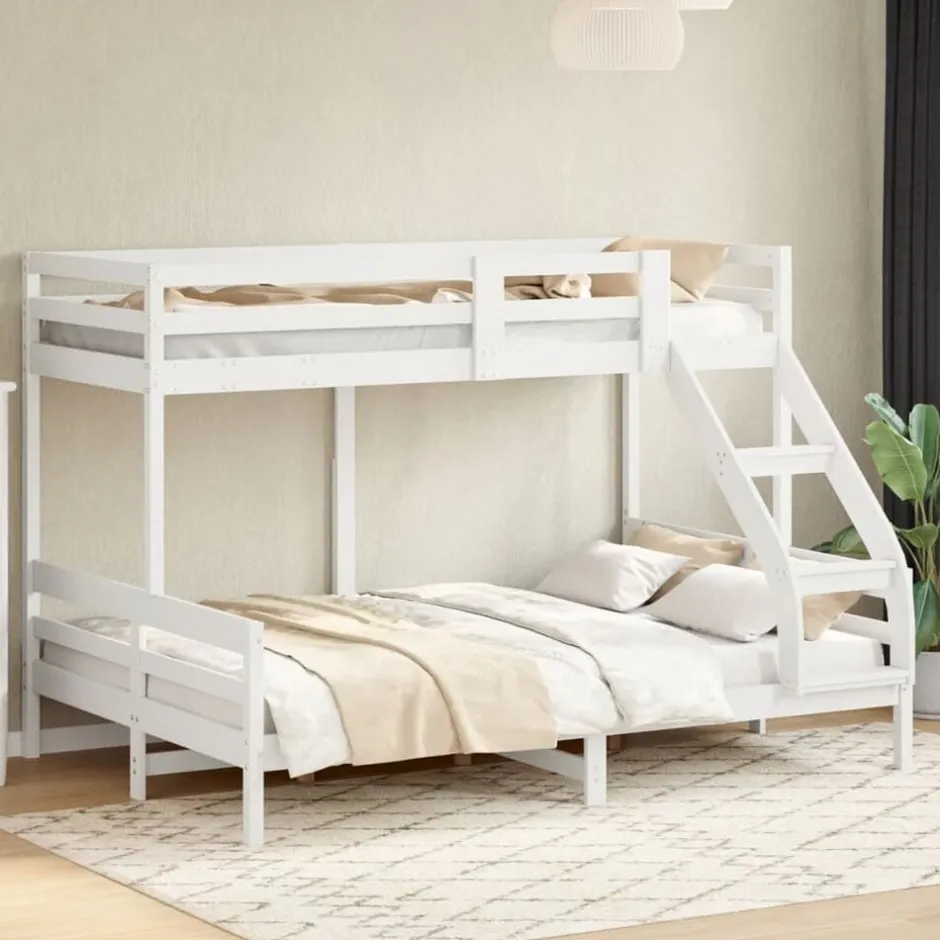 Discount vidaXL Våningssäng 80x200/140x200 cm massiv furu Vit