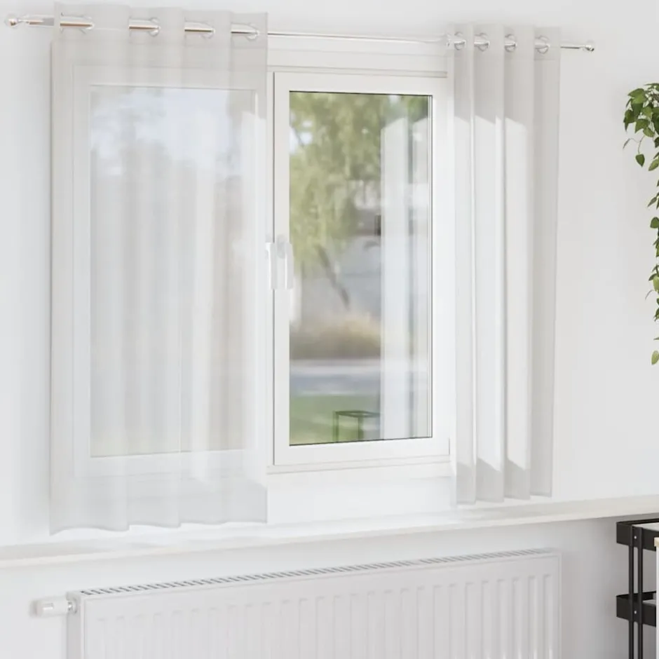 Clearance vidaXL Voile gardiner med genomföringar 2 st Vit