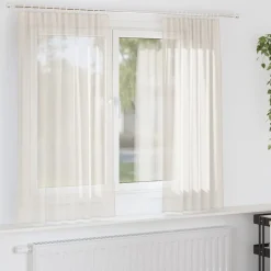 vidaXL Voile gardiner med stångfickor 2 st gräddvit