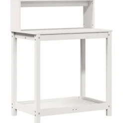 vidaXL Växtbord med hyllor vit 82,5x50x109,5 cm massiv furu