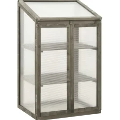 vidaXL Växthus 60x45x100 cm granträ Grå