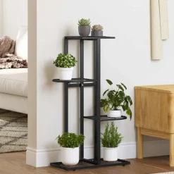 vidaXL Växtställ med 4 hyllor 43x22x76 cm svart metall