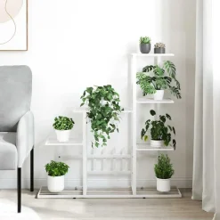 vidaXL Växtställ 94,5x25x88 cm vit metall