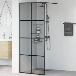 Outlet vidaXL Walk-in Duschvägg 80 x 195 cm härdat glas Svart