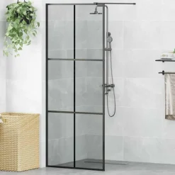 vidaXL Walk-in Duschvägg Svart 80 x 195 cm härdat glas