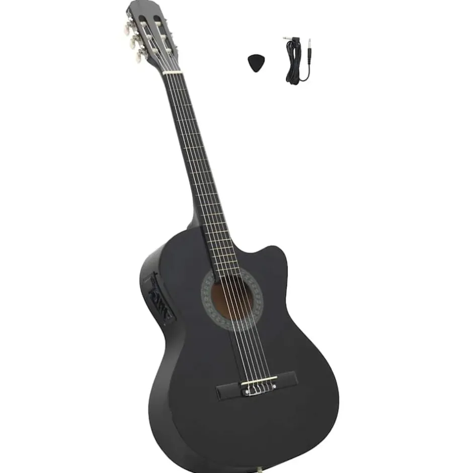 Clearance vidaXL Westerngitarr med cutaway EQ och 6 strängar Svart