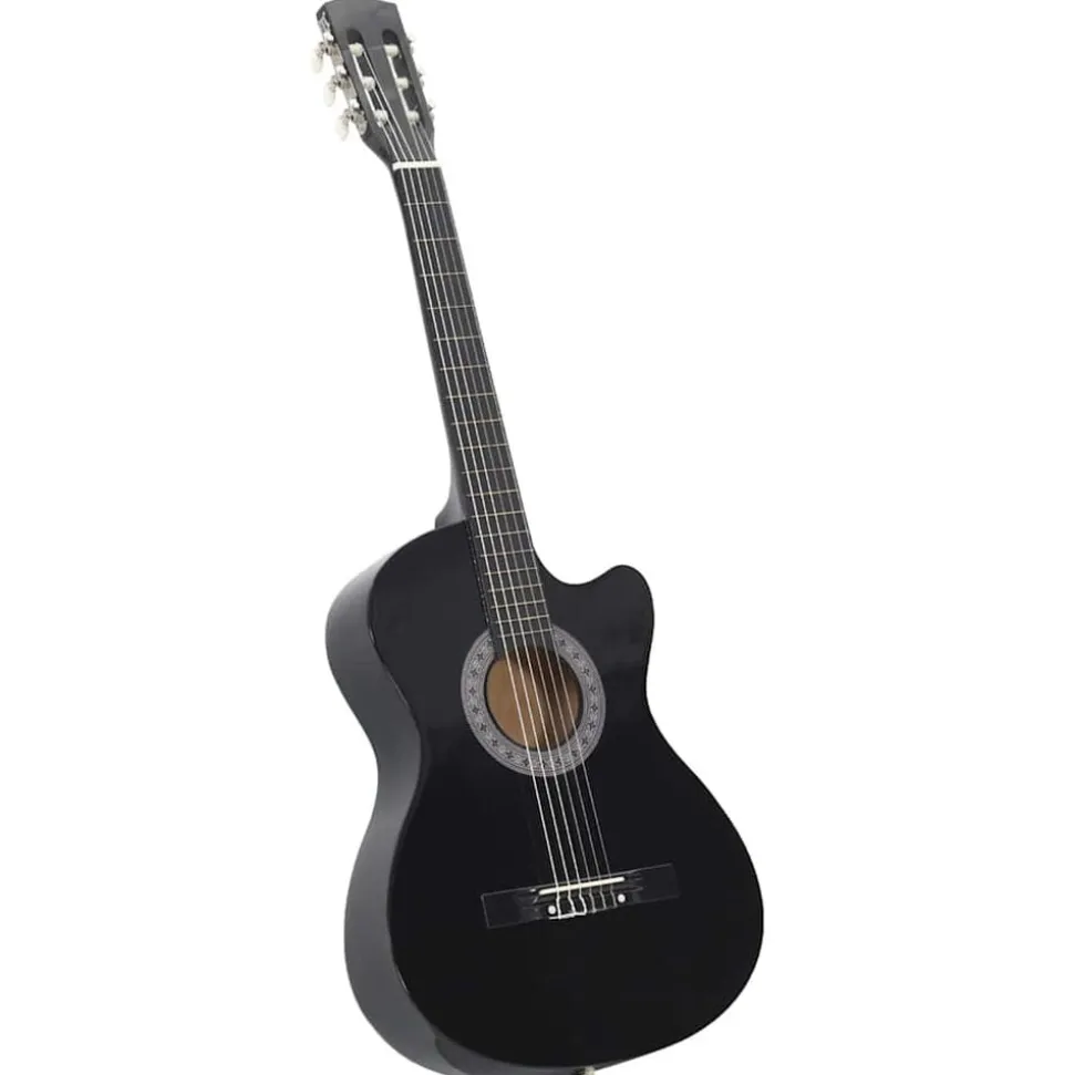 vidaXL Westerngitarr med cutaway 6 strängar svart 38"
