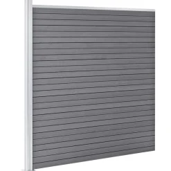 vidaXL WPC-staketpanel 9 fyrkantig + 1 vinklad 1657x186 cm Grå