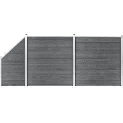 vidaXL WPC-staketpanel 2 fyrkantig + 1 vinklad 446x186 cm grå
