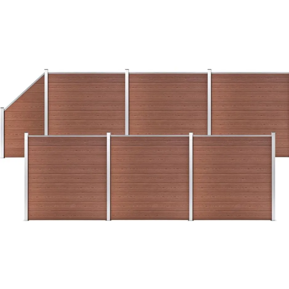Sale vidaXL WPC-staketpanel 6 fyrkantig + 1 vinklad 1138x186 cm Brun