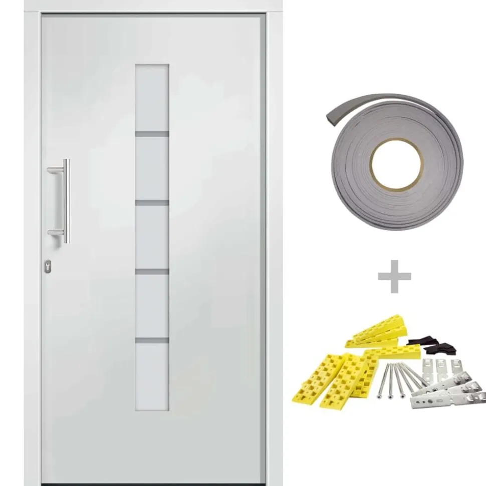 vidaXL Ytterdörr aluminium och PVC vit 100x200 cm