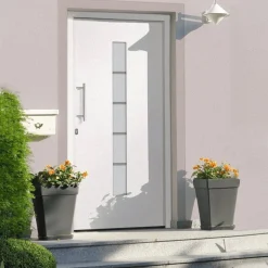 vidaXL Ytterdörr aluminium och PVC vit 100x200 cm