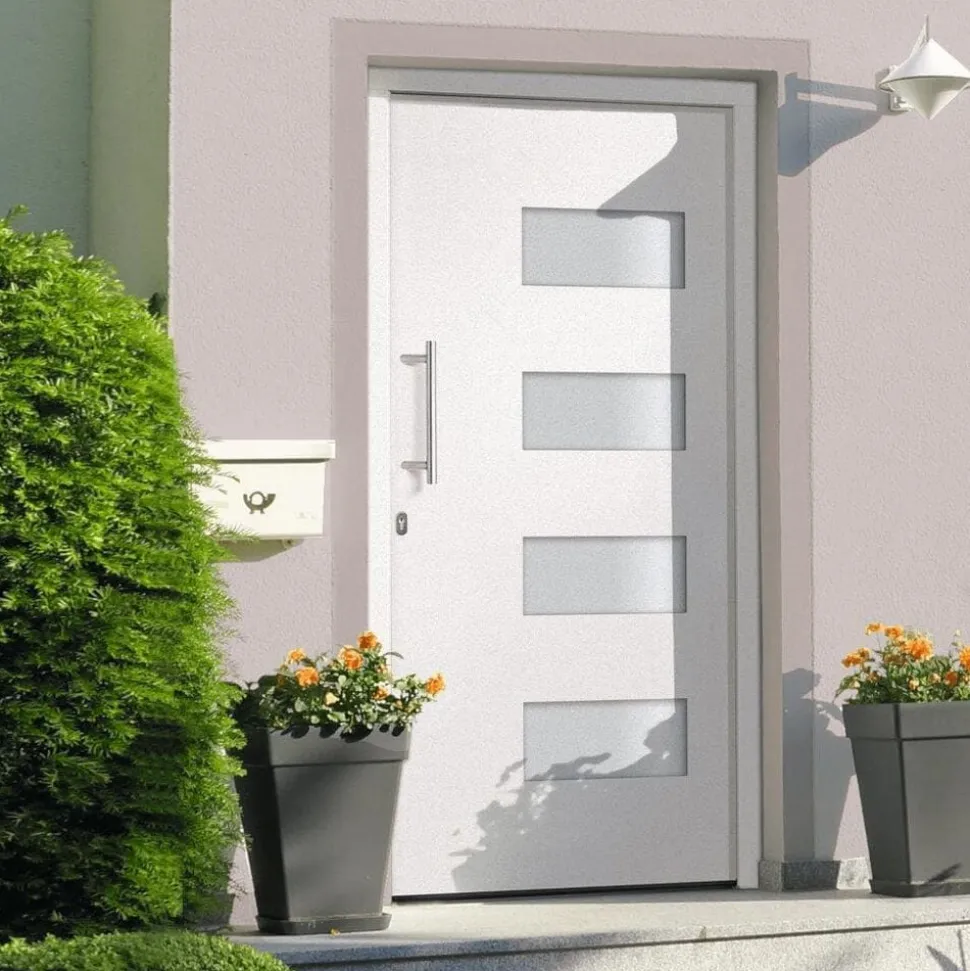 vidaXL Ytterdörr aluminium och PVC vit 100x200 cm