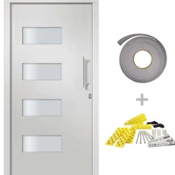 vidaXL Ytterdörr aluminium och PVC vit 100x200 cm